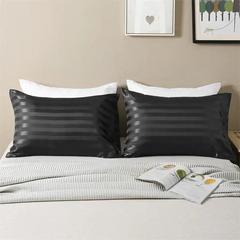 DecorBites™ Luxe Jacquard Stripes Pillow Cover Set - Queen & King Size Home Pillowcases