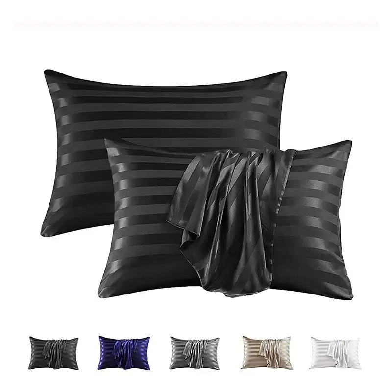 DecorBites™ Luxe Jacquard Stripes Pillow Cover Set - Queen & King Size Home Pillowcases