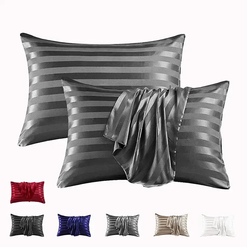 DecorBites™ Luxe Jacquard Stripes Pillow Cover Set - Queen & King Size Home Pillowcases