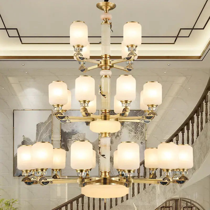 DecorBites™ Luxe Jade Chandelier for Living Room, Villa, and Duplex Hall