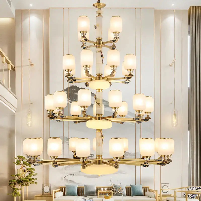 DecorBites™ Luxe Jade Chandelier for Living Room, Villa, and Duplex Hall