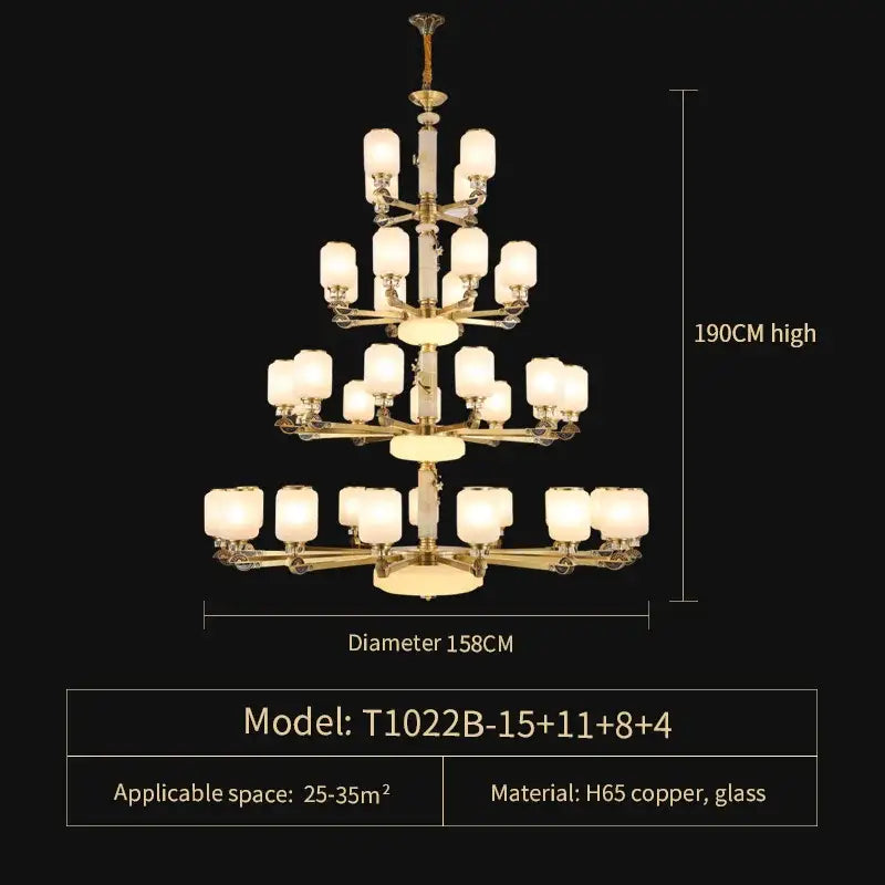 DecorBites™ Luxe Jade Chandelier for Living Room, Villa, and Duplex Hall