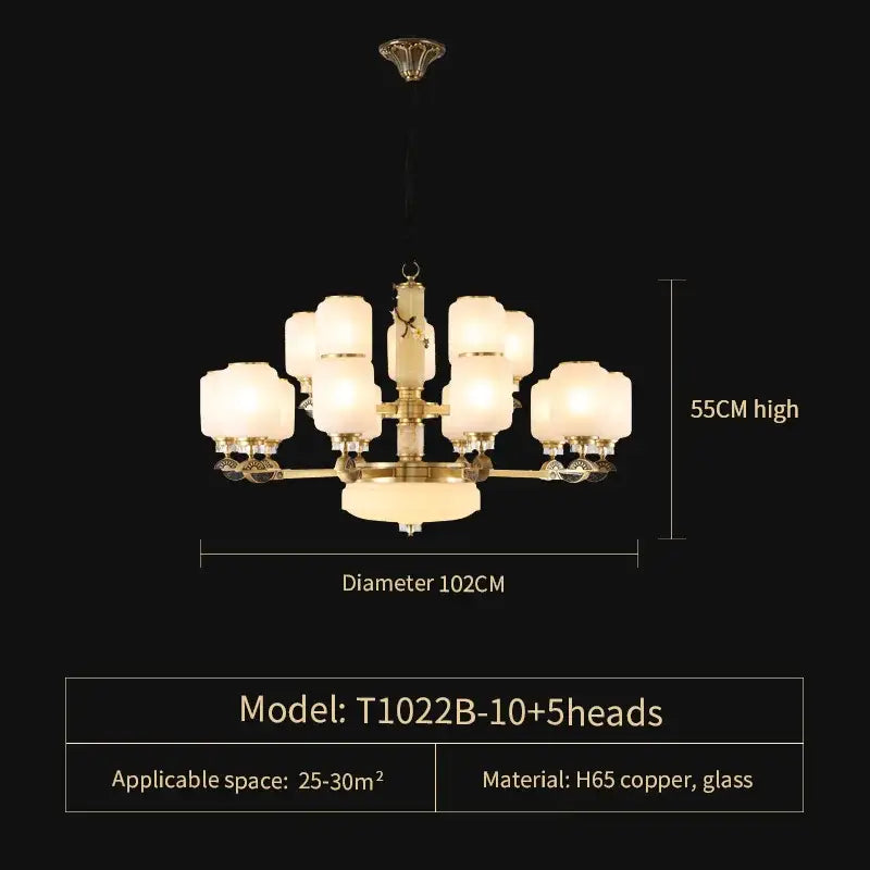 DecorBites™ Luxe Jade Chandelier for Living Room, Villa, and Duplex Hall