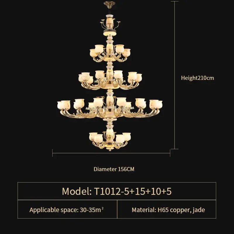 DecorBites™ Luxe Jade Copper Living Room Chandelier