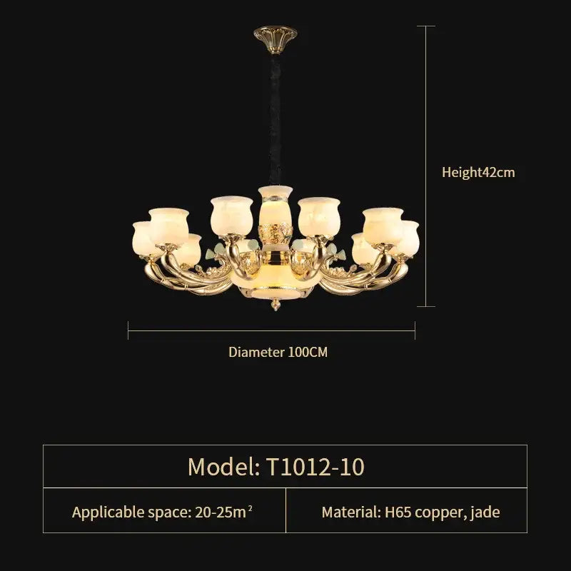 DecorBites™ Luxe Jade Copper Living Room Chandelier