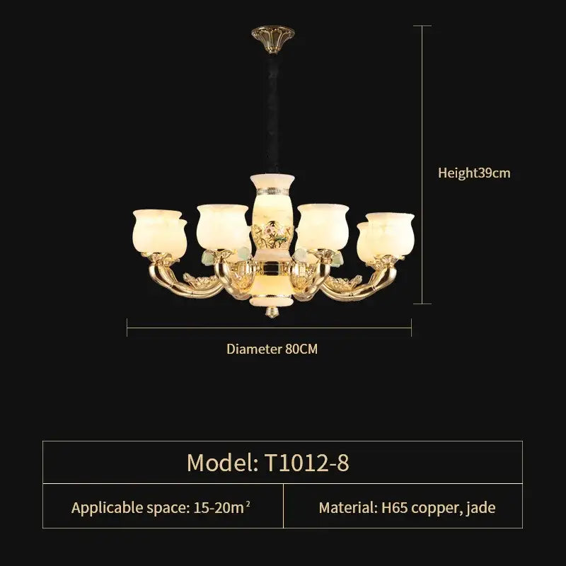 DecorBites™ Luxe Jade Copper Living Room Chandelier