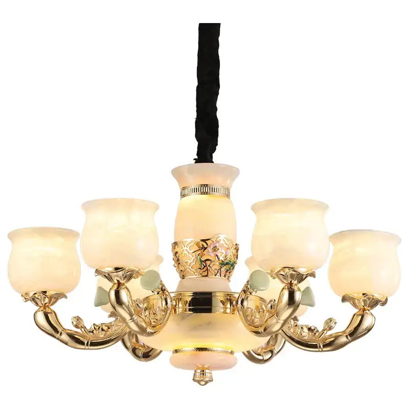 DecorBites™ Luxe Jade Copper Living Room Chandelier