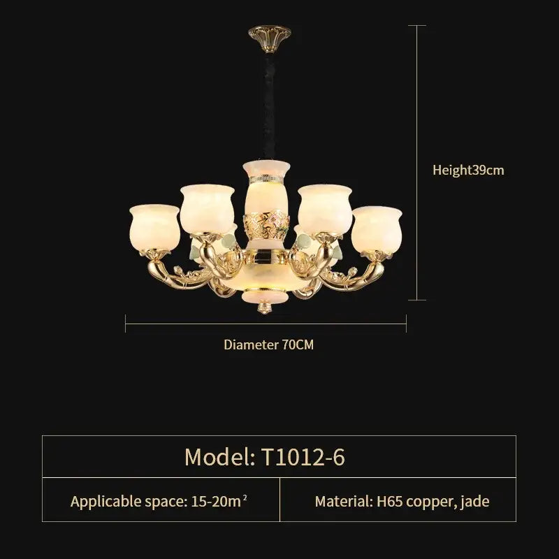 DecorBites™ Luxe Jade Copper Living Room Chandelier