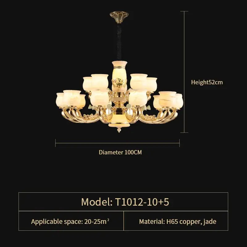 DecorBites™ Luxe Jade Copper Living Room Chandelier