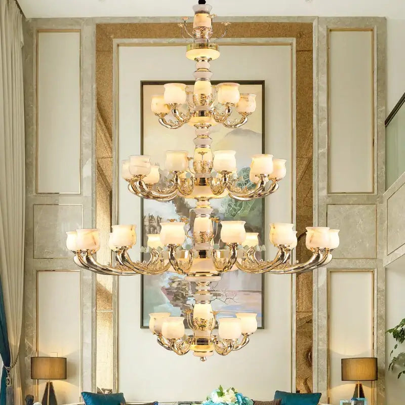 DecorBites™ Luxe Jade Copper Living Room Chandelier
