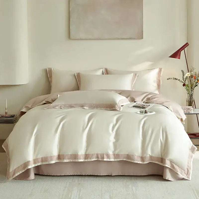 طقم مفروشات دانتيل لوكس DecorBites™: غطاء لحاف وملاءة ووسائد من قطن مصري 1000TC