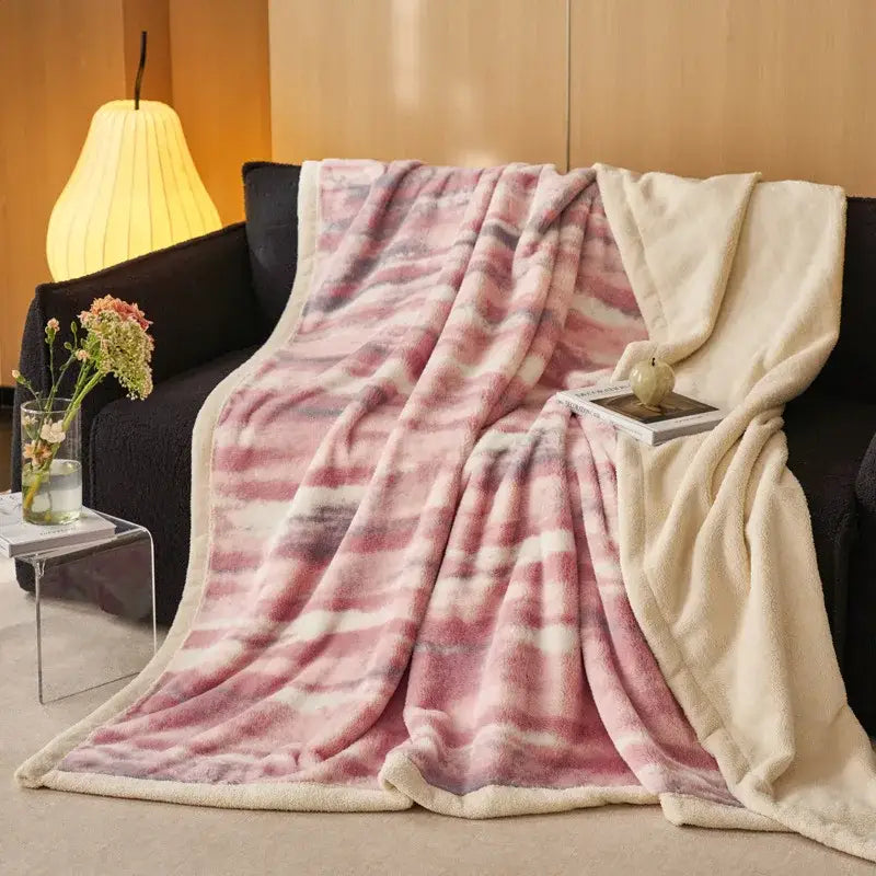 DecorBites™ Luxe Leopard Rabbit Fur Blanket: Cozy Office & Sofa Throw, Skin-Friendly & Multi-Functional