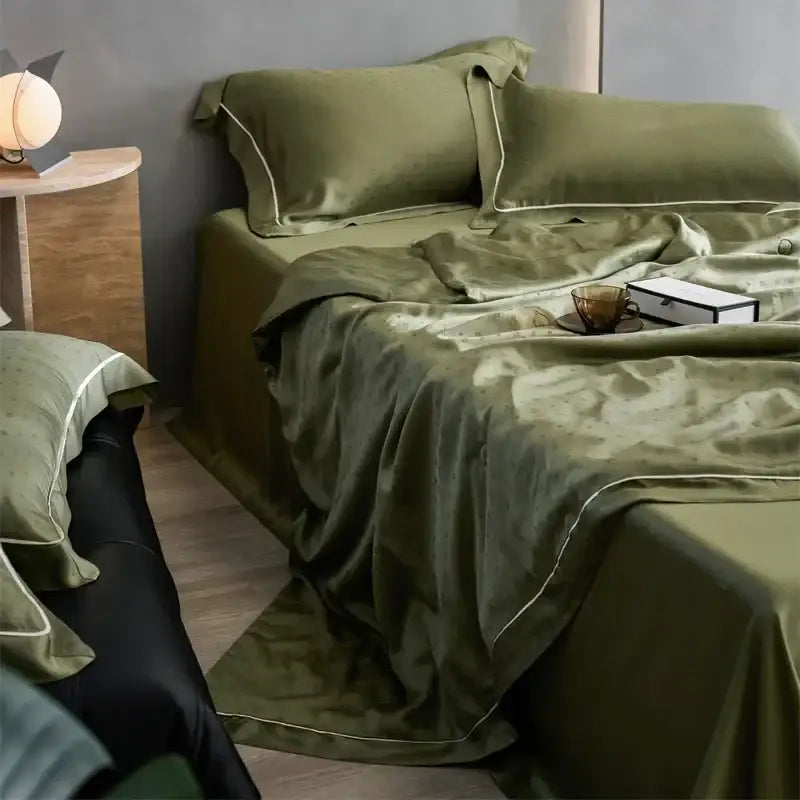 DecorBites™ Luxe Lyocell Jacquard Summer Blanket with Mulberry Silk Fill Comforter