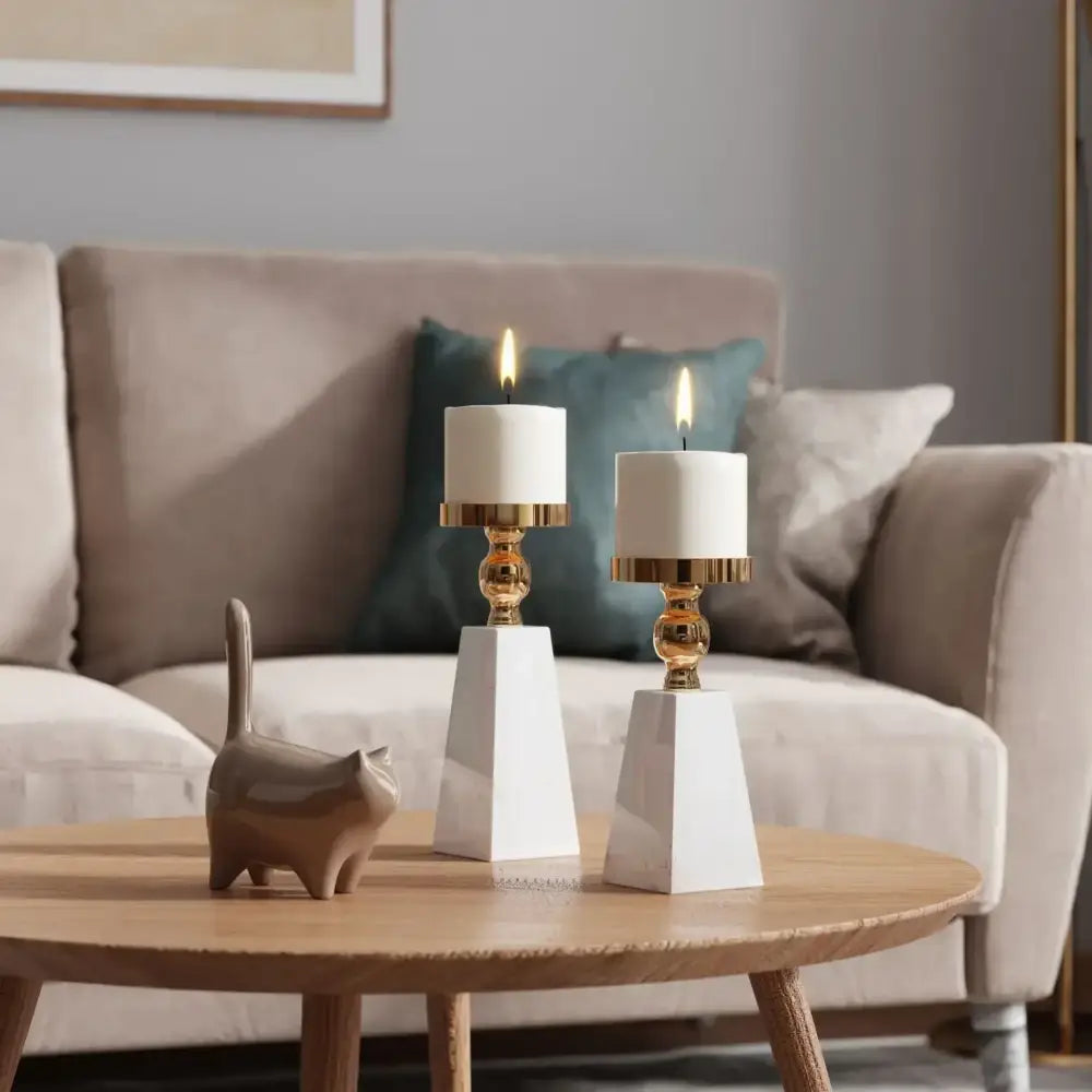 DecorBites™ حامل شموع رخامي فاخر - تصميم عصري بسيط