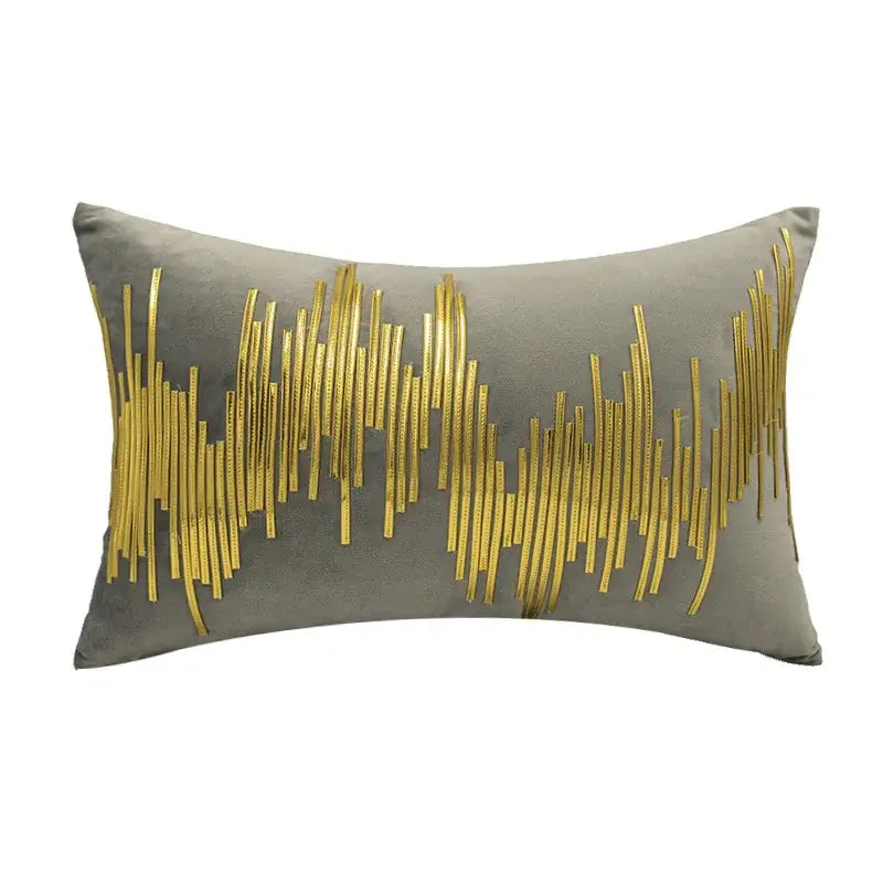 DecorBites™ Luxe Metallic Stripes Velvet Cushion Cover: Midcentury Modern Throw Pillow Case