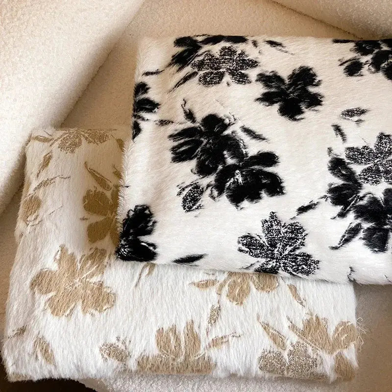 DecorBites™ Luxe Mink Fur Jacquard Throw: Cozy Warmth & Style