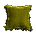 DecorBites™ Luxe Orange Velvet Ruffled Euro Pillow Sham - French Style Elegance