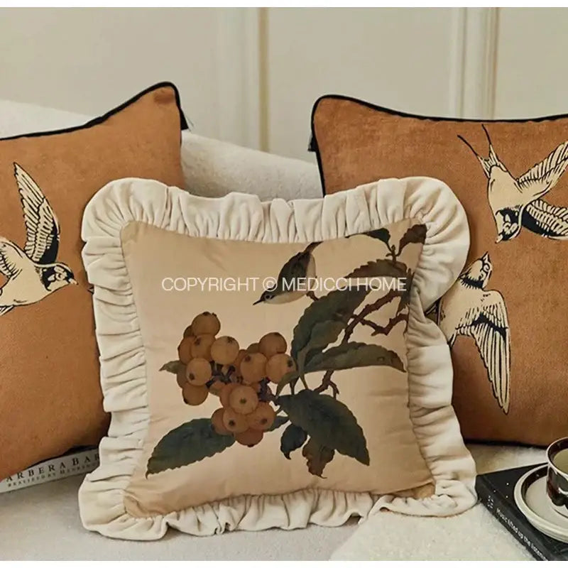 DecorBites™ Luxe Oriental Floral Decorative Pillow Case: Traditional Elegance for Sofa Bed