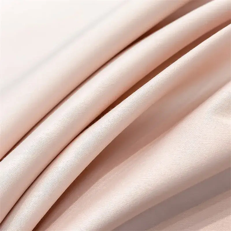 Soft blush pink satin duvet cover from decorbites™ luxurious 1000TC egyptian cotton bedding set with subtle sheen