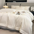 White satin duvet cover with smooth glossy finish and neatly stitched edges from DecorBites Luxurious 1000TC Egyptian cotton bedding set