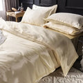 Decorbites™ luxurious bedding set cream-colored satin duvet cover with matching pillows for elegant bedroom decor