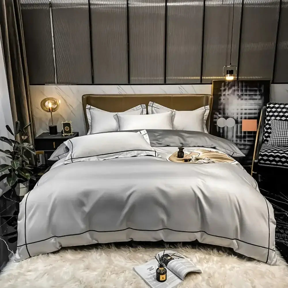 DecorBites™ Luxurious Egyptian Cotton Embroidered Bedding Set