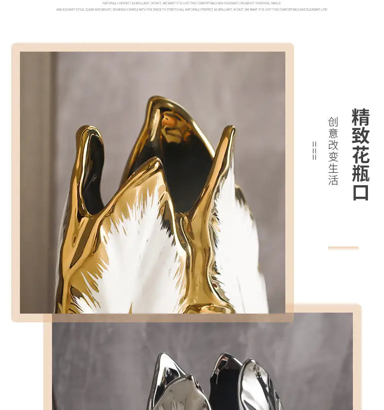 DecorBites™ Luxurious Gold Ceramic Vases for Home Decor