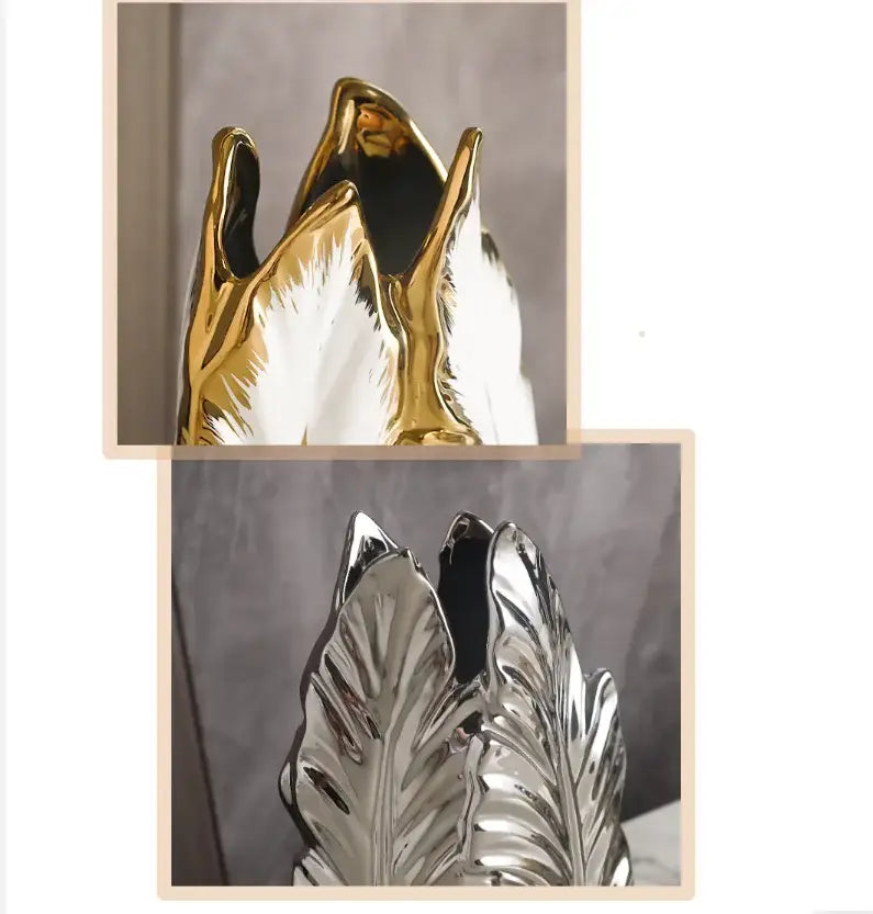 DecorBites™ Luxurious Gold Ceramic Vases for Home Decor