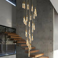 DecorBites™ luxurious gold crystal chandelier with clear glass teardrop shades for staircase modern crystal light