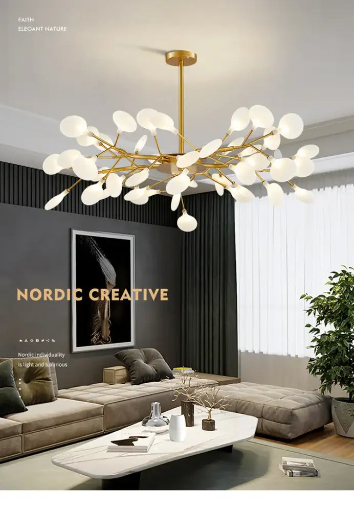 DecorBites™ Luxurious Golden LED Chandelier for Home