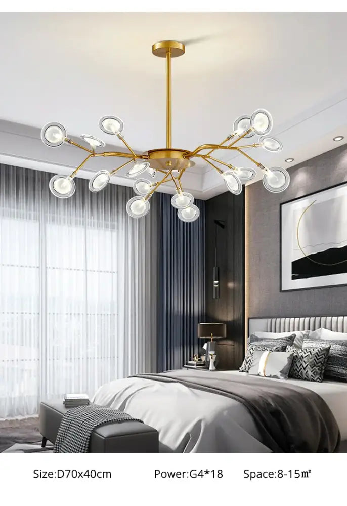 DecorBites™ Luxurious Golden LED Chandelier for Home