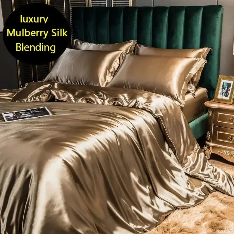 DecorBites™ Luxurious Mulberry Silk Bedding Set Queen King Size