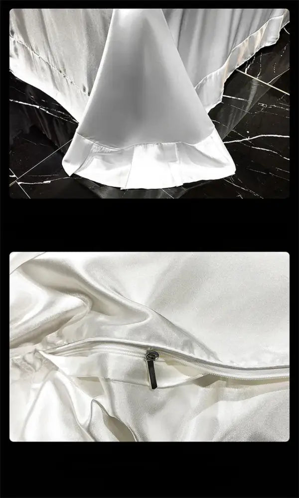 White satin pillowcase with ruffled edge and zipper closure from decorbites luxurious mulberry silk bedding set queen kingsize