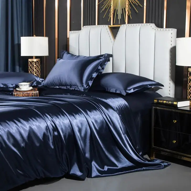 DecorBites™ طقم مفروشات حريري نورديك فاخر للأزواج