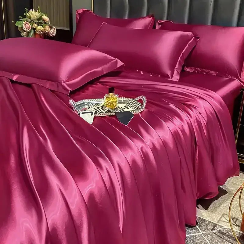 DecorBites™ Luxurious Nordic Silk Bedding Set for Couples