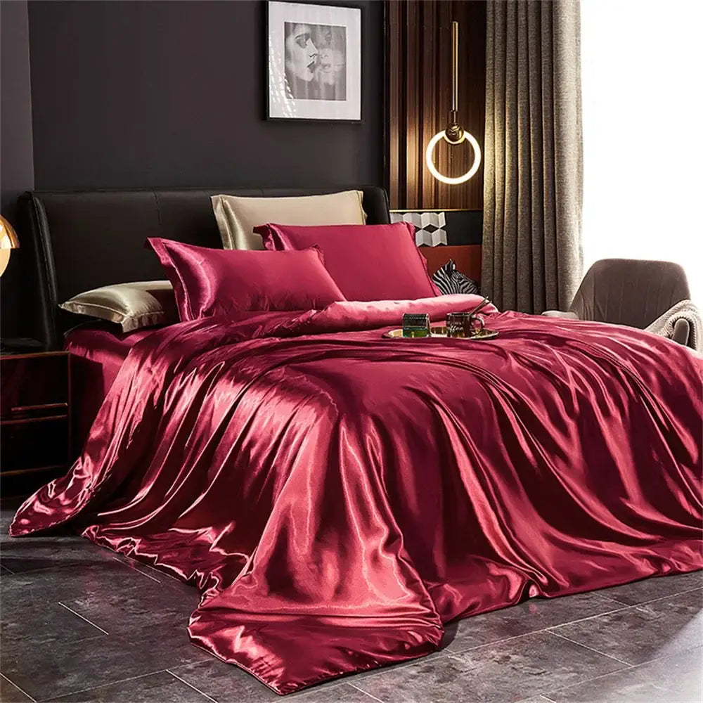 DecorBites™ Luxurious Silk Bedding Set: Duvet Cover, Sheet, Pillowcases