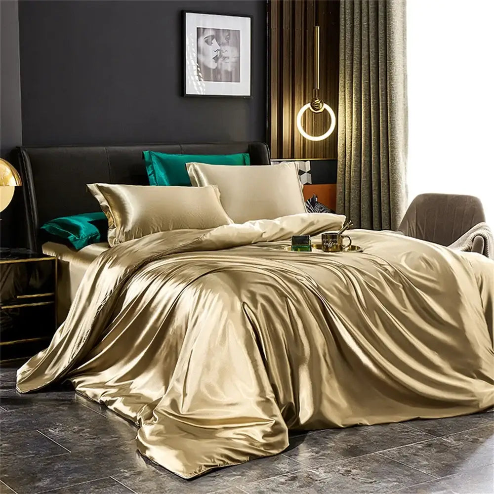 DecorBites™ Luxurious Silk Bedding Set: Duvet Cover, Sheet, Pillowcases