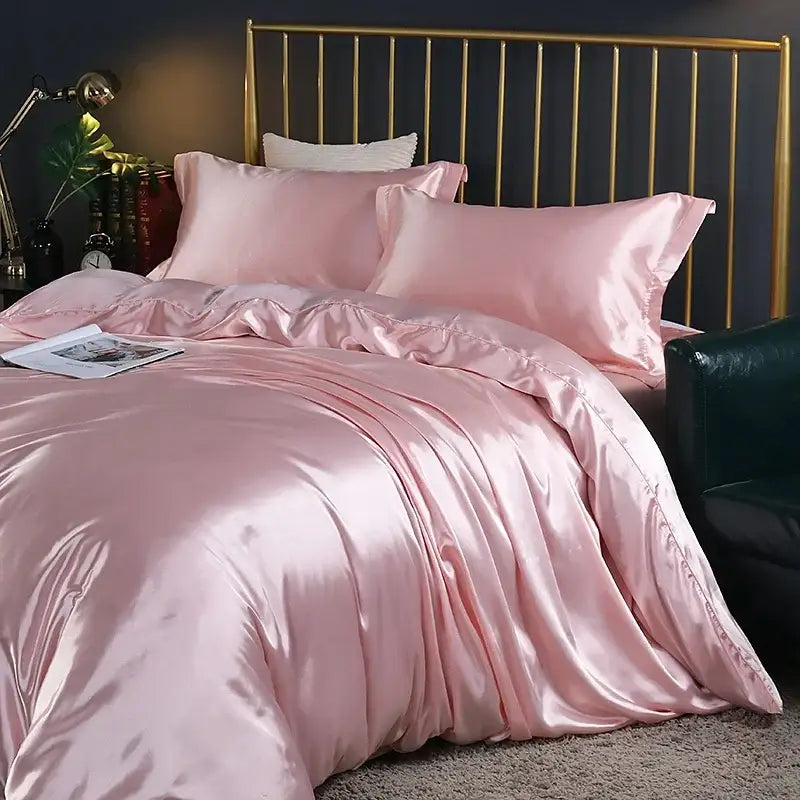 DecorBites™ Luxurious Silk Bedding Set: Duvet Cover, Sheets, Pillowcase