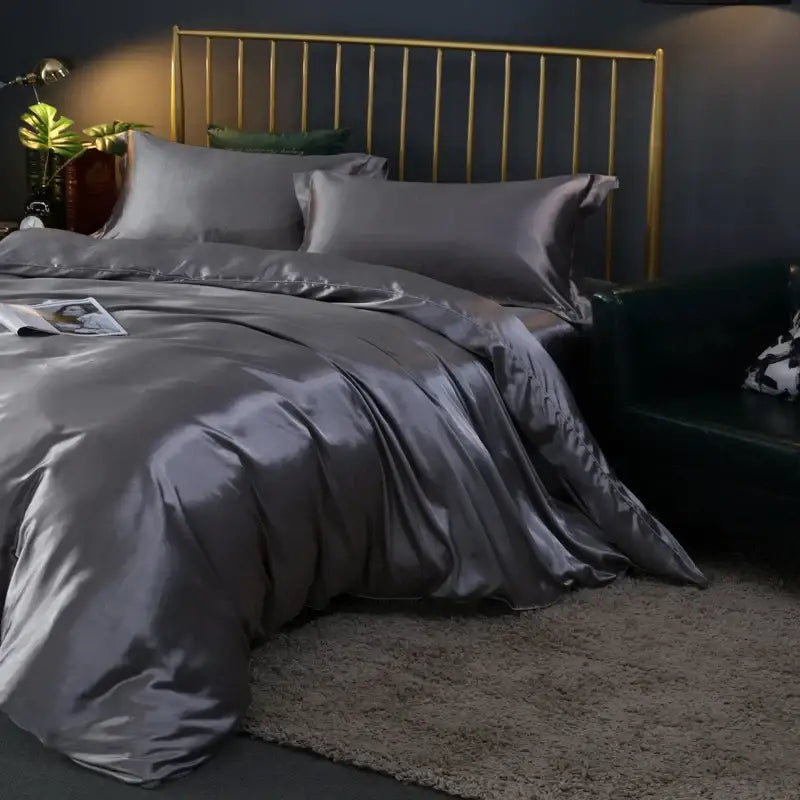 DecorBites™ Luxurious Silk Bedding Set: Duvet, Sheets, Pillowcase