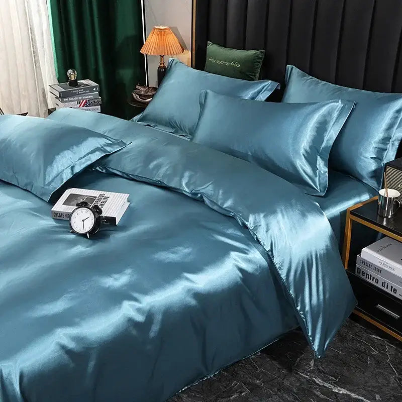 DecorBites™ Luxurious Silk Bedding Set: Duvet, Sheets, Pillowcase