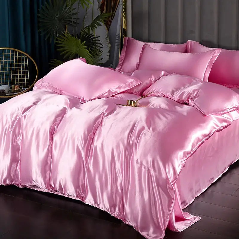 DecorBites™ Luxurious Silk Bedding Set for Double Size