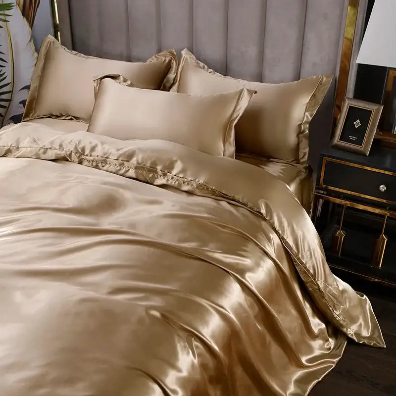 DecorBites™ Luxurious Silk Bedding Set: Sheets, Duvet, Pillowcase