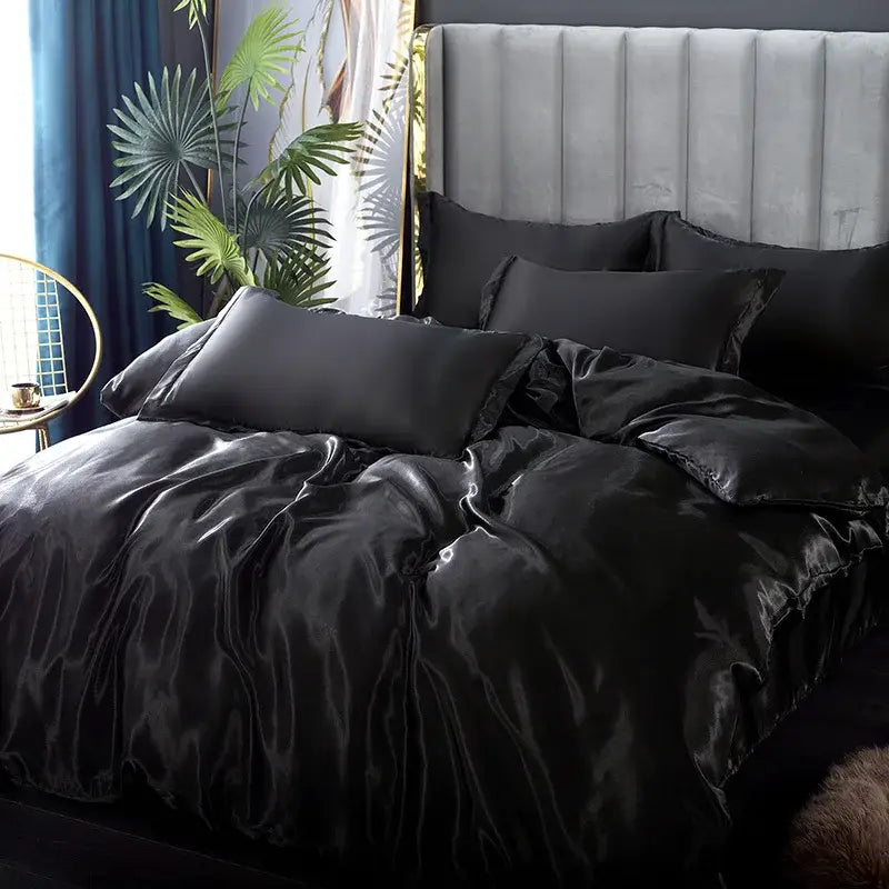 DecorBites™ Luxurious Silk Bedding Set - Solid Color Option