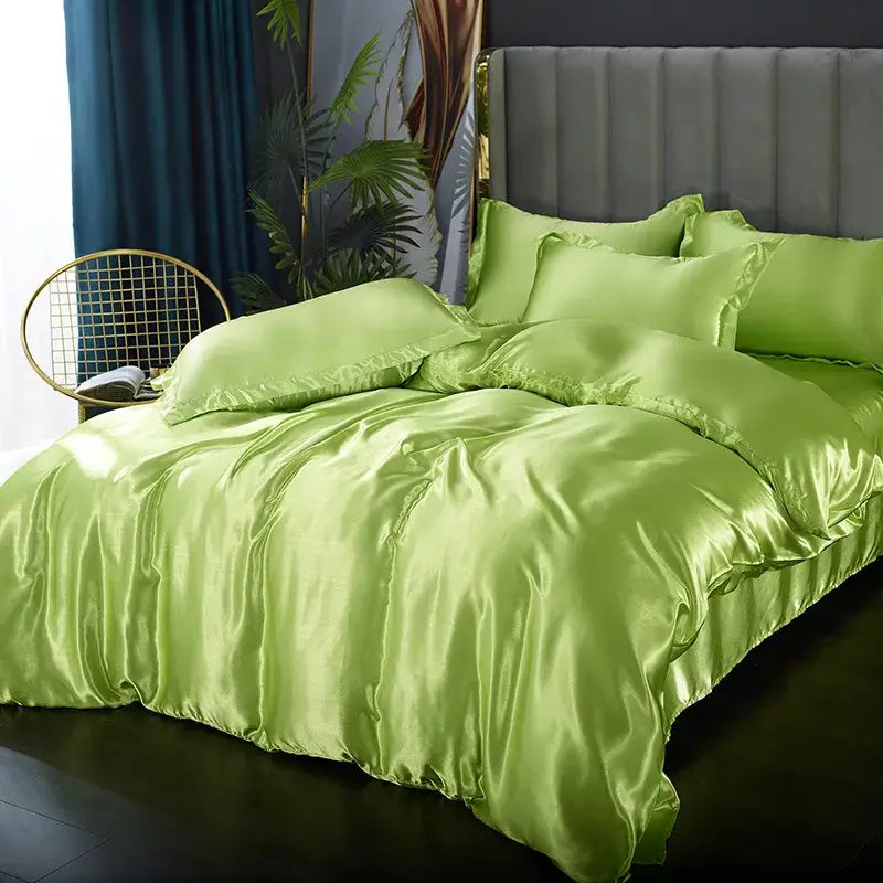 DecorBites™ Luxurious Silk Bedding Set - Solid Color Option