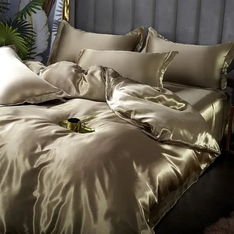 DecorBites™ Luxurious Silk Bedding Set - Solid Color Option