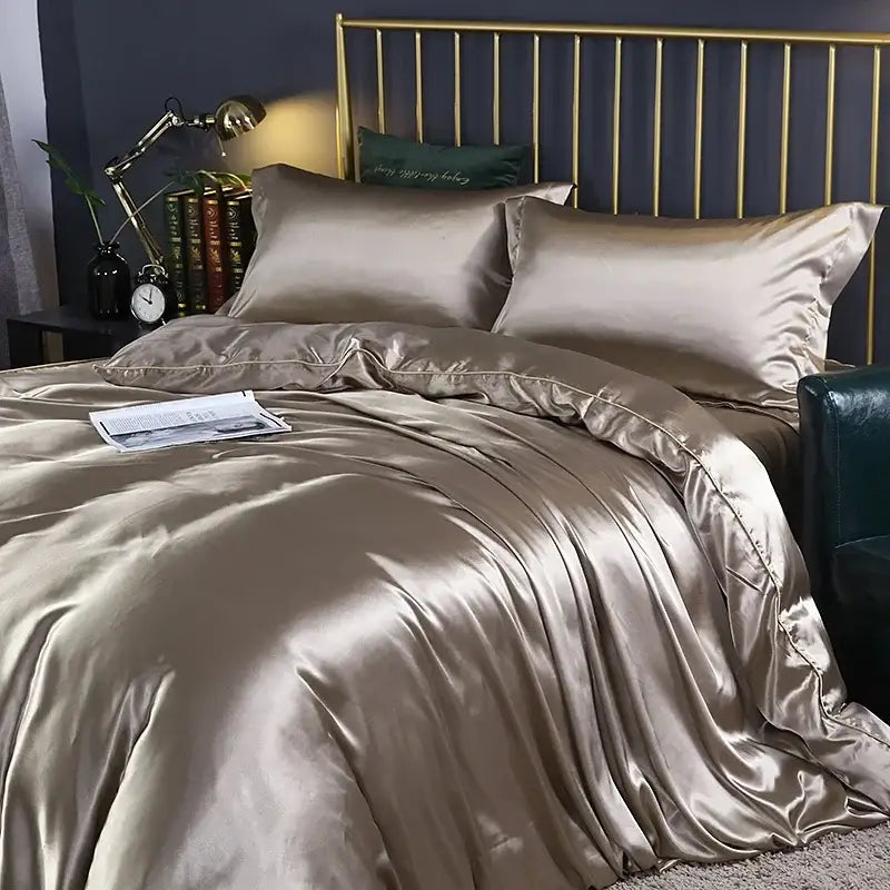DecorBites™ Luxurious Silk Bedding Set - Solid Color Options