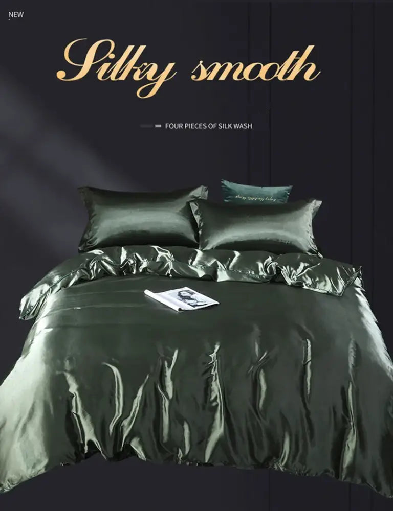 DecorBites™ Luxurious Silk Bedding Set - Solid Color Options