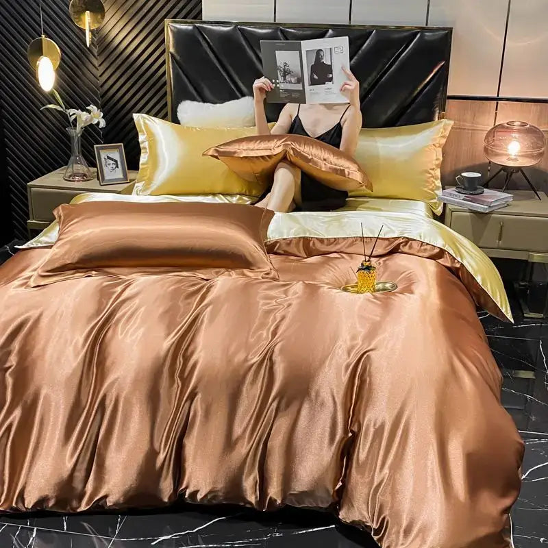 DecorBites™ Luxurious Silk Bedding Set with Duvet Cover