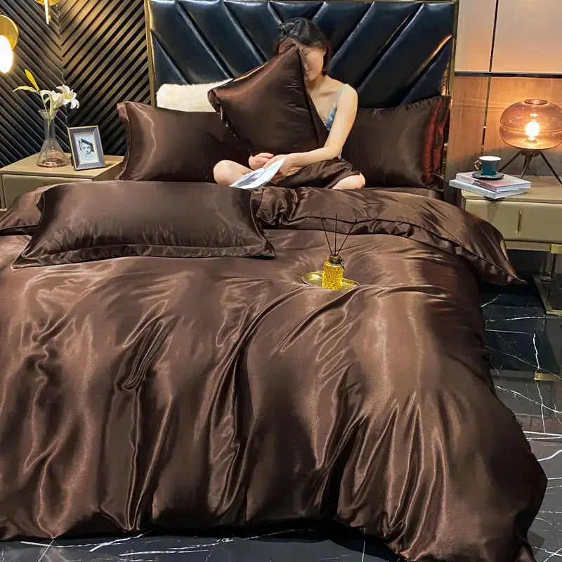 DecorBites™ Luxurious Silk Bedding Set with Duvet Cover