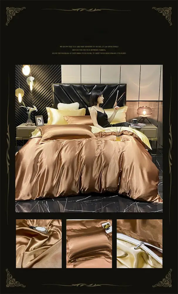 DecorBites™ Luxurious Silk Bedding Set with Satin Queen/King